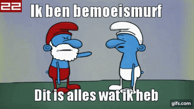 Two Smurfs Saying Ik Ben Bemoeismurf GIF