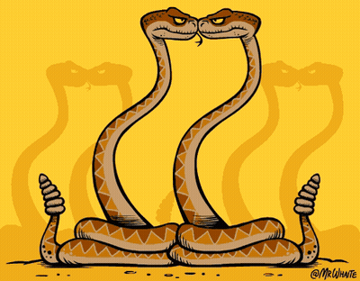 Two Snakes Cartoon With Mr Whate GIF