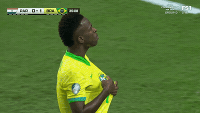 Two Soccer Players Celebrate Goal Brazil Vs Paraguay GIF
