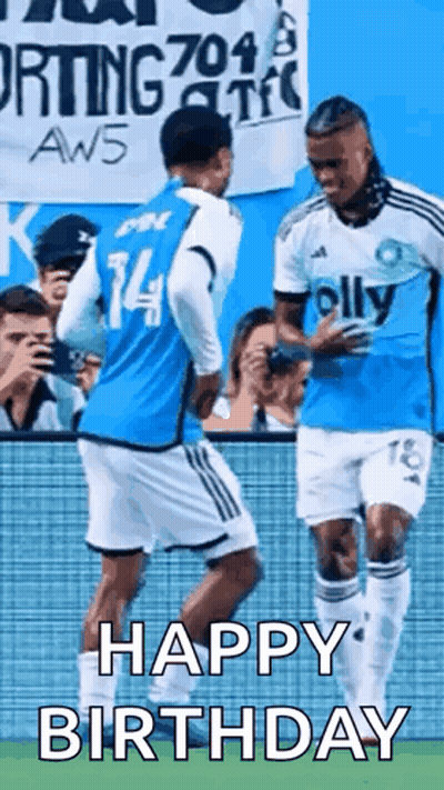 Two Soccer Players Celebrating Goal Happy Birthday GIF