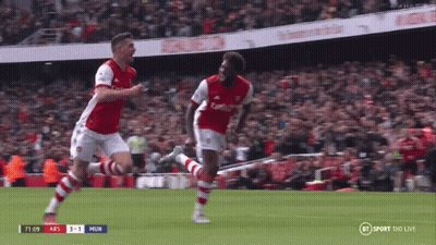 Two Soccer Players Celebrating Goal On BT Sport GIF