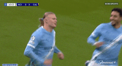 Two Soccer Players Celebrating Goal On Paramount+ GIF
