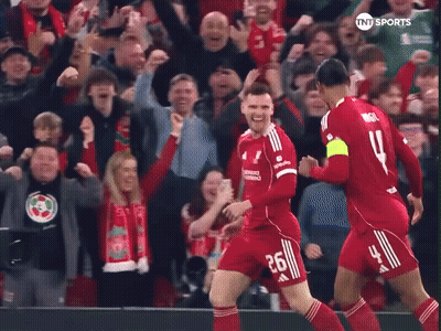 Two Soccer Players Celebrating Goal With TNT Sports GIF