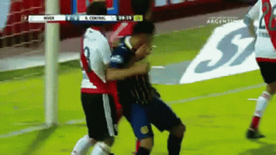 Two Soccer Players Fighting On Field GIF