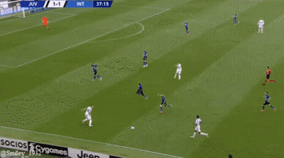 Two Soccer Players High Five On Green Background GIF