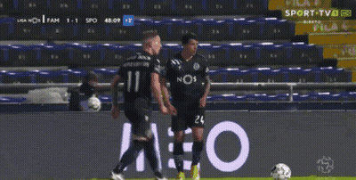 Two Soccer Players In Betan Jerseys In Tunnel GIF
