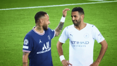 Two Soccer Players In Etihad Airways Shirt GIF