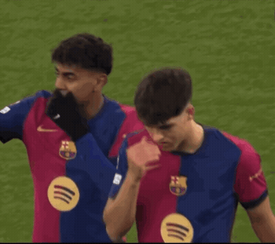 Two Soccer Players In Nike Jerseys On Field GIF