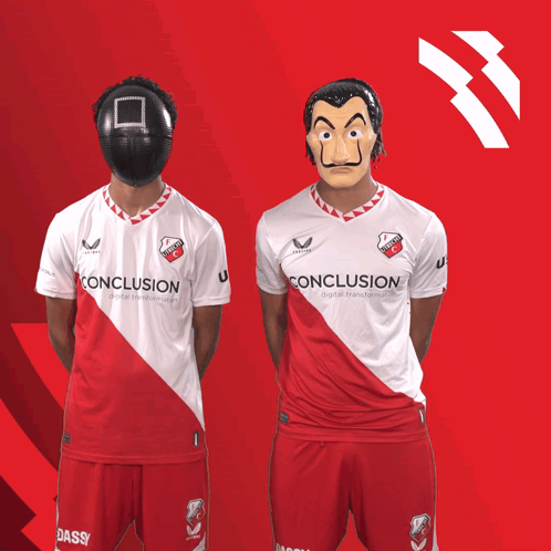 Two Soccer Players In Red And White Conclusion Jerseys GIF