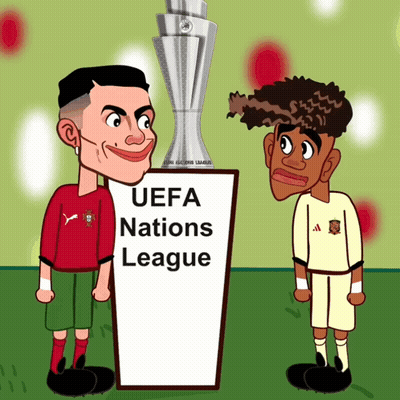 Two Soccer Players Near UEFA Nations League Sign GIF