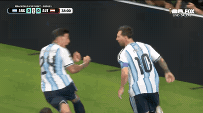 Two Soccer Players Number 10 Celebrating Goal GIF