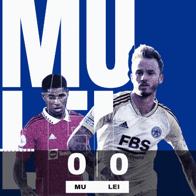 Two Soccer Players On A Blue Background With The Score Mu Lei GIF