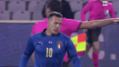 Two Soccer Players On A Field With The Number 4 On Their Shirt GIF