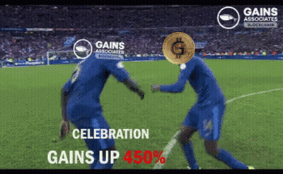 Two Soccer Players On A Field With The Words Gains Associates In The Corner GIF