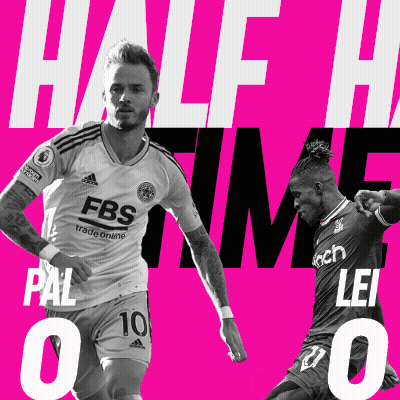 Two Soccer Players On A Pink Background With The Words Half Time On It GIF
