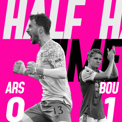 Two Soccer Players On Pink Background Saying Half Time GIF