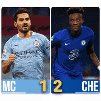 Two Soccer Players One From City And The Other From Chelsea Are Shown GIF