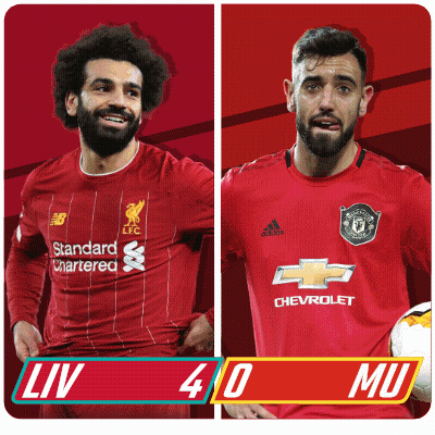 Two Soccer Players One From Liverpool And One From Manchester United Are Shown GIF
