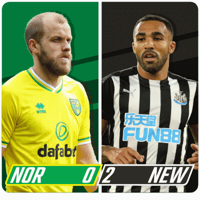 Two Soccer Players One From Norwich And One From Newcastle United GIF
