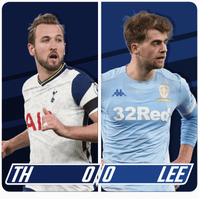Two Soccer Players One From Tottenham And One From Leeds Are Shown GIF