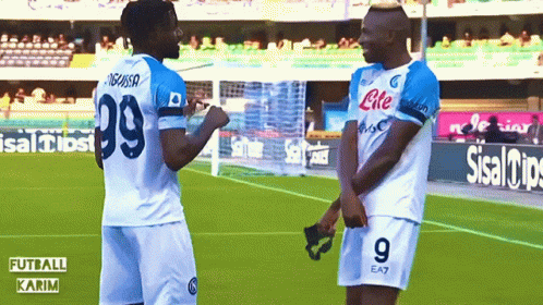 Two Soccer Players One With The Number 9 On His Jersey GIF