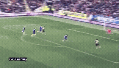 Two Soccer Players Playing Soccer On Field GIF