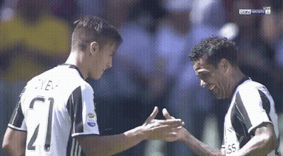Two Soccer Players Shaking Hands Number 21 GIF