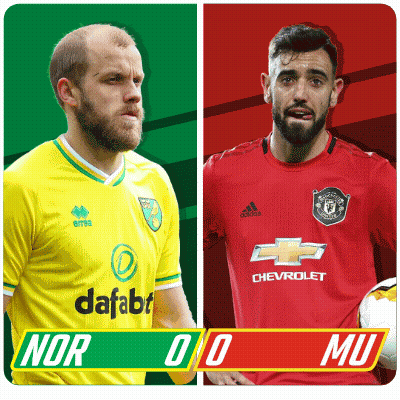 Two Soccer Players Standing Next To Each Other With A Score Of Nor 0-0 Mu GIF