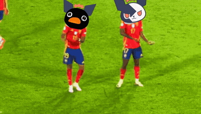 Two Soccer Players Standing On A Field With The Words 4Football On The Bottom GIF