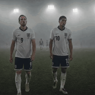 Two Soccer Players Wearing Jerseys With The Number 9 And 10 GIF