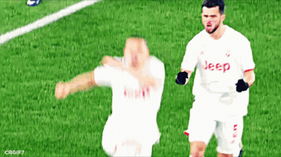 Two Soccer Players Wearing White Jerseys With Jeep On The Front GIF