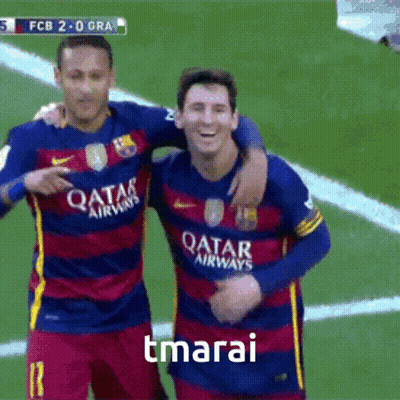 Two Soccer Players With Qatar Airways On Their Shirts GIF