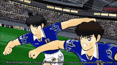 Two Soccer Players With Sign Saying Feet 6 All GIF