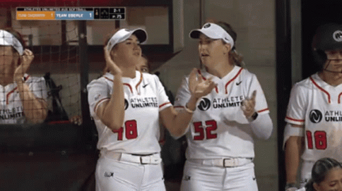 Two Softball Players In Athletic Unlimited Jerseys Clapping GIF