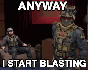 Two Soldiers Are Sitting On A Couch And One Is Standing In Front Of A Sign That Says Anyway GIF