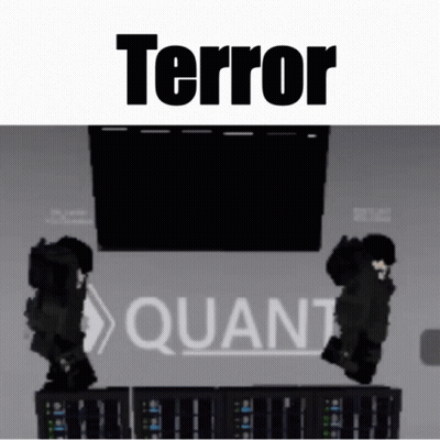 Two Soldiers Are Standing In Front Of A Sign That Says Terror GIF