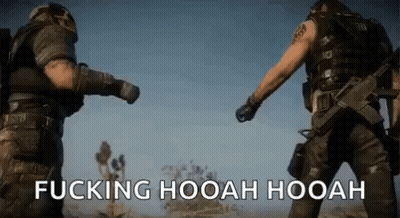 Two Soldiers In Desert Saying Fucking Hooah Hooah GIF