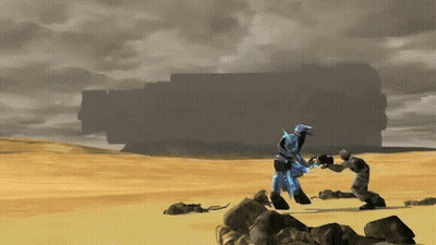 Two Soldiers Standing In Desert GIF