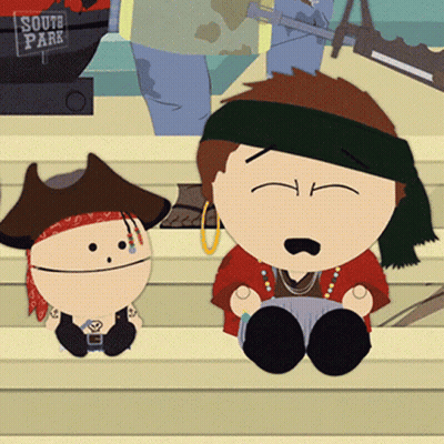 Two South Park Characters Are Sitting On A Bench GIF