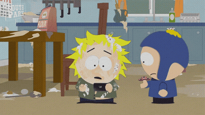 Two South Park Characters In Kitchen With Calendar GIF