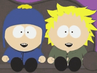 Two South Park Characters Sitting Next To Each Other GIF