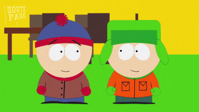 Two South Park Characters Stand Next To Each Other GIF