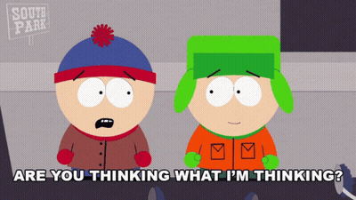 Two South Park Characters Thinking GIF