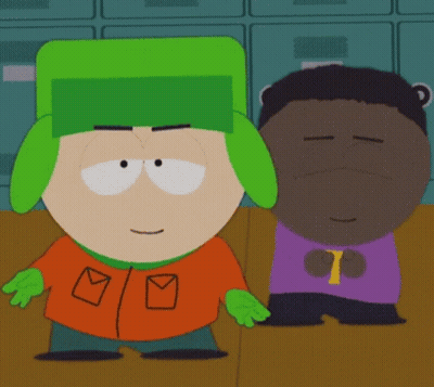 Two South Park Characters With Orange Shirt And Envelope GIF