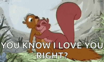 Two Squirrels Hugging Saying You Know I Love You Right GIF