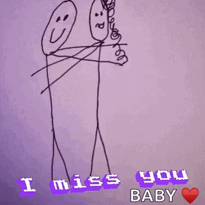 Two Stick Figures Saying I Miss You Baby GIF