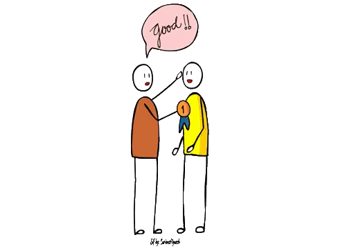 Two Stick Figures With Good Speech Bubble Sticker