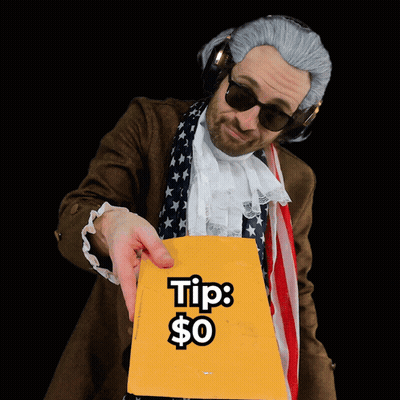 Two Stuffed Animals At Table Saying Umm No Tip GIF