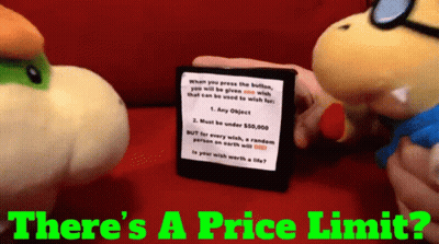 Two Stuffed Animals Holding Card Saying There's A Price Limit GIF