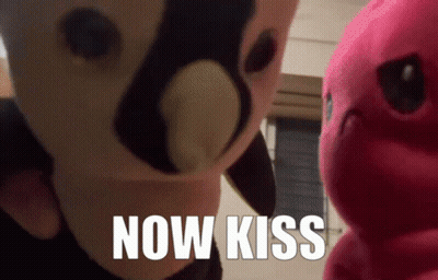 Two Stuffed Animals Now Kiss GIF
